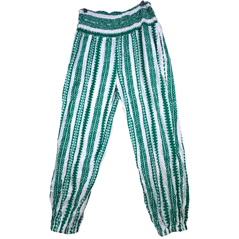 CUPSHE Aztec Print Beach Jogger Pants Women Large Green Geometric Boho Festival